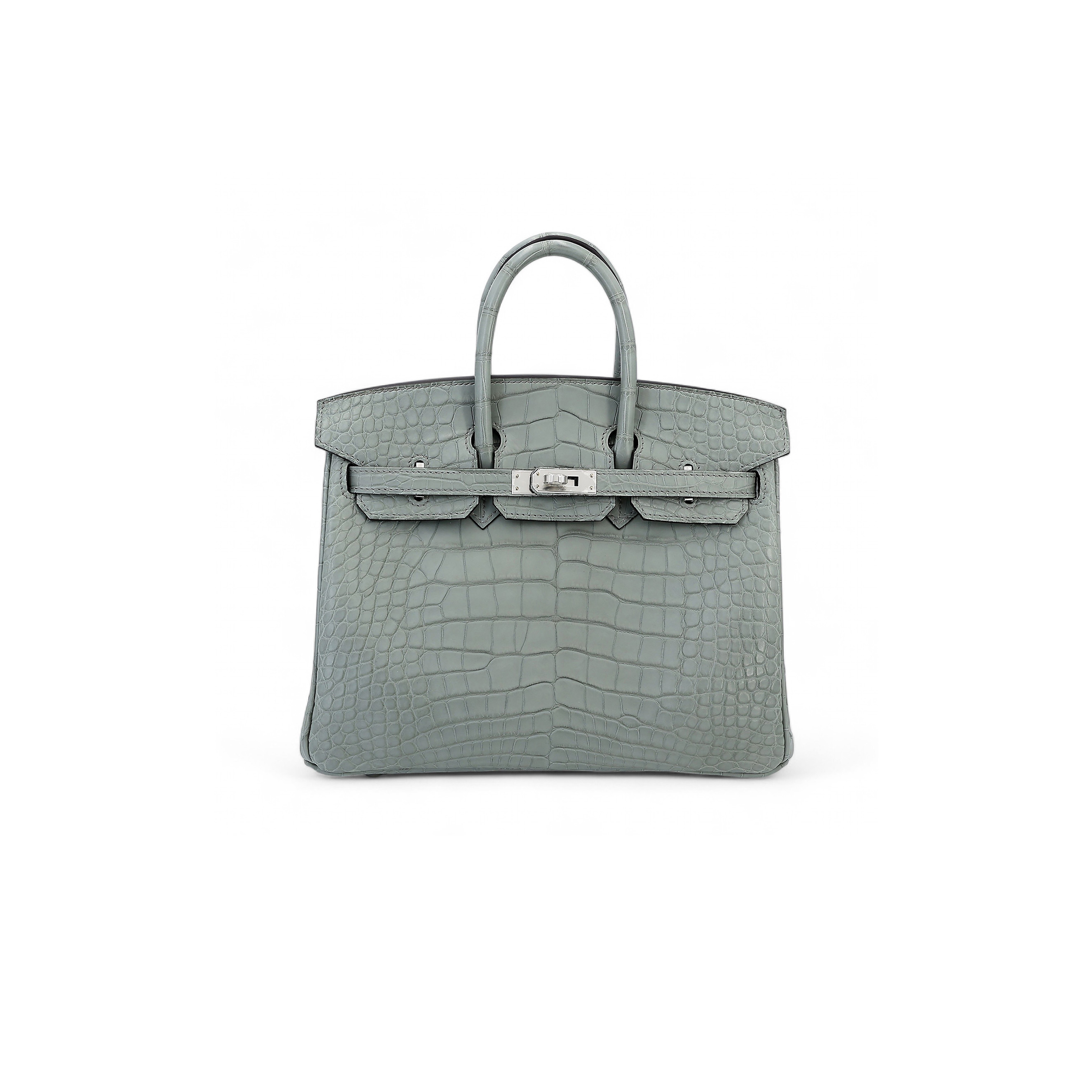 HERMES MSTER BIRKIN 25 PEARL GREY CROCODILE MATT SILVER BUCKLE BAG 6778344120  (25*20*13cm)